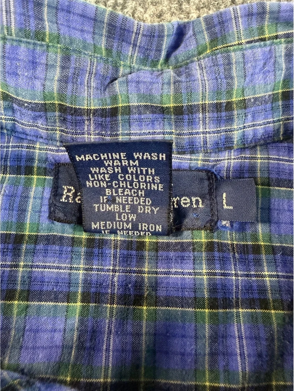 Polo Ralph Lauren Blue Long Sleeve Button Up Collared Shirt youth Large Plaid